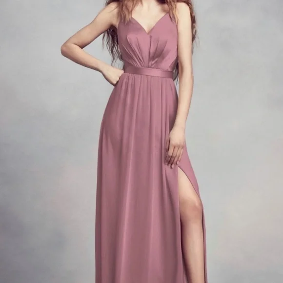 Vera Wang | Dresses | Vera Wang Charmeuse And Chiffon Dress | Poshmark